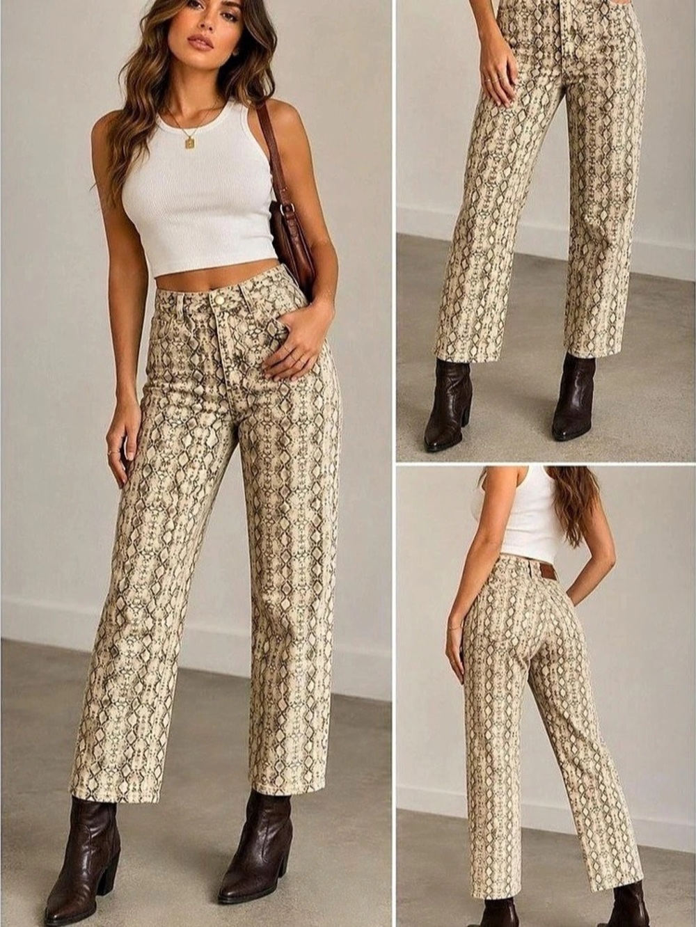 ZARA snake print cropped jeans